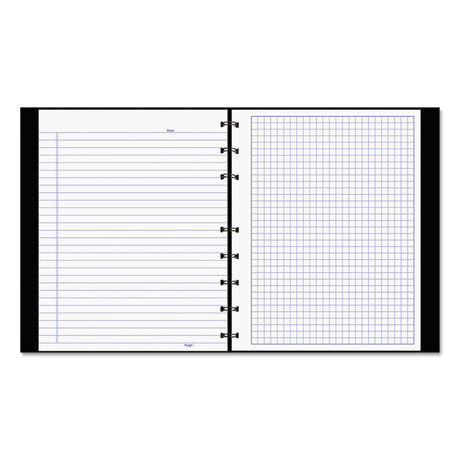 NotePro Quad Notebook, Data/Lab-Record Format with Narrow and Quadrille Rule Sections, Black Cover, (96) 9.25 x 7.25 Sheets