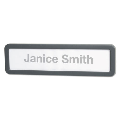 Recycled Cubicle Nameplate with Rounded Corners, 9 x 2.5, Charcoal