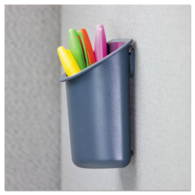 Recycled Plastic Cubicle Pencil Cup, 4.25 x 2.5 x 5, Wall Mount, Charcoal