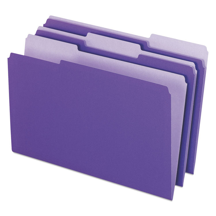 Interior File Folders, 1/3-Cut Tabs: Assorted, Legal Size, Violet, 100/Box