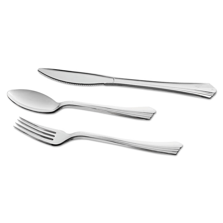 Reflections Heavyweight Plastic Utensils, Fork, Silver, 7 , 40/pack