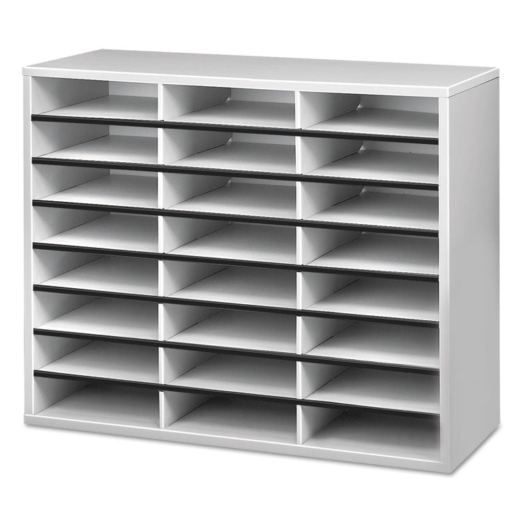 Literature Organizer, 24 Letter Compartments, 29 x 11.88 x 23.44, Dove Gray