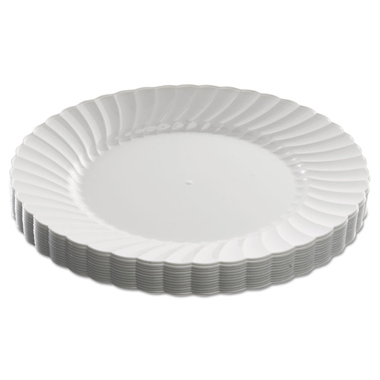 Classicware Plastic Dinnerware Plates, 9" dia, White, 12/Pack