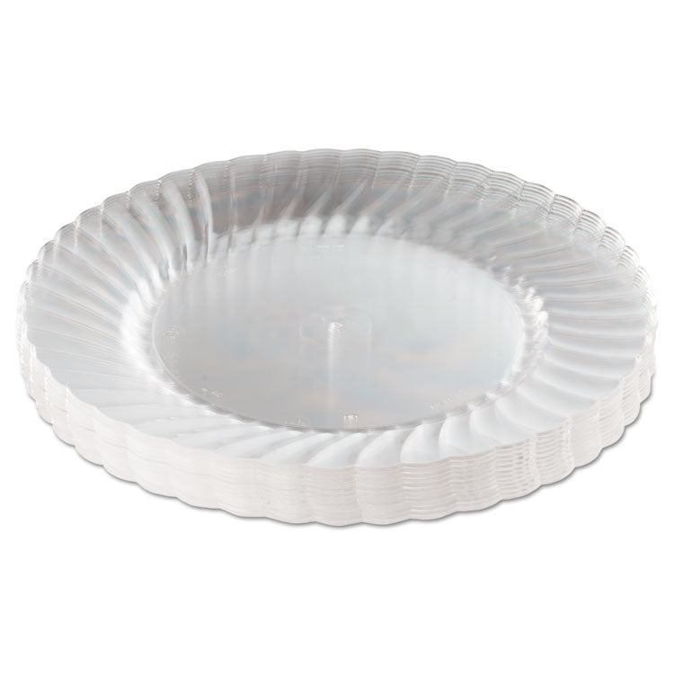 Classicware Plastic Plates, 9" dia, Clear, 12/Pack, 15 Packs/Carton