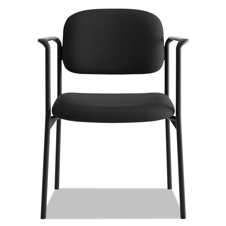 VL616 Stacking Guest Chair with Arms, Fabric Upholstery, 23.25" x 21" x 32.75", Black Seat, Black Back, Black Base