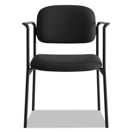 VL616 Stacking Guest Chair with Arms, Fabric Upholstery, 23.25" x 21" x 32.75", Black Seat, Black Back, Black Base