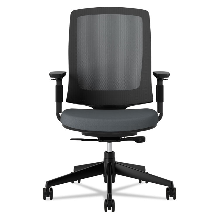 Lota Series Mesh Mid-Back Work Chair, Supports Up to 250 lb, 17.13" to 21.13" Seat Height, Charcoal Seat/Back, Black Base