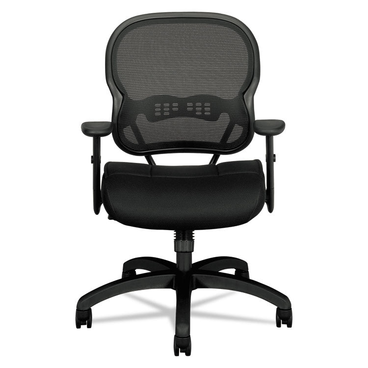 Wave Mesh Mid-Back Task Chair, Supports Up to 250 lb, 18" to 22.25" Seat Height, Black