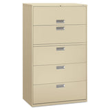 Brigade 600 Series Lateral File, 4 Legal/Letter-Size File Drawers, 1 Roll-Out File Shelf, Putty, 42" x 18" x 64.25"