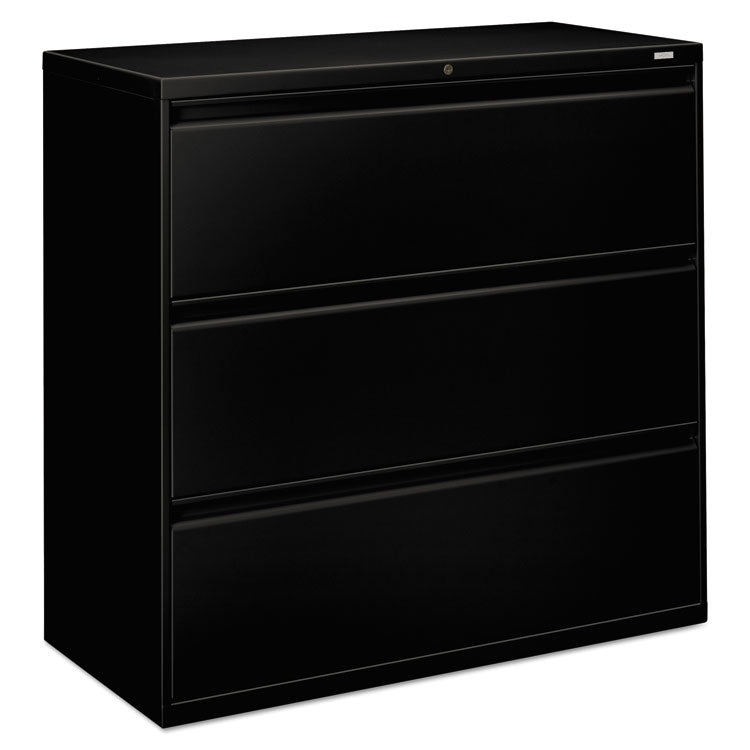 Brigade 800 Series Lateral File, 3 Legal/Letter-Size File Drawers, Black, 42" x 18" x 39.13"