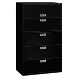 Brigade 600 Series Lateral File, 4 Legal/Letter-Size File Drawers, 1 Roll-Out File Shelf, Black, 42" x 18" x 64.25"