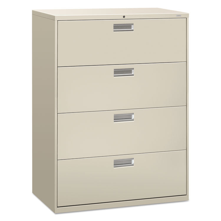 Brigade 600 Series Lateral File, 4 Legal/Letter-Size File Drawers, Light Gray, 42" x 18" x 52.5"