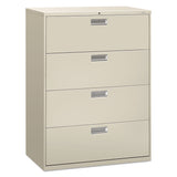 Brigade 600 Series Lateral File, 4 Legal/Letter-Size File Drawers, Light Gray, 42" x 18" x 52.5"