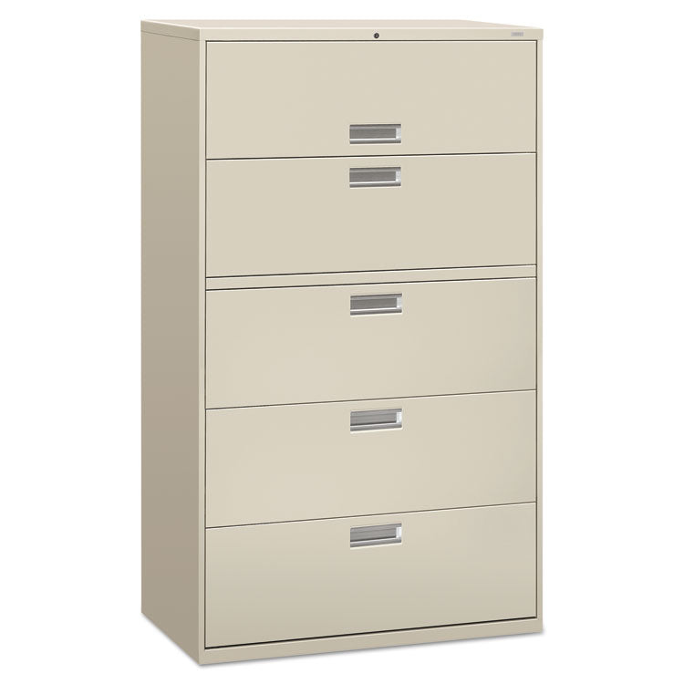 Brigade 600 Series Lateral File, 4 Legal/Letter-Size File Drawers, 1 Roll-Out File Shelf, Light Gray, 42" x 18" x 64.25"