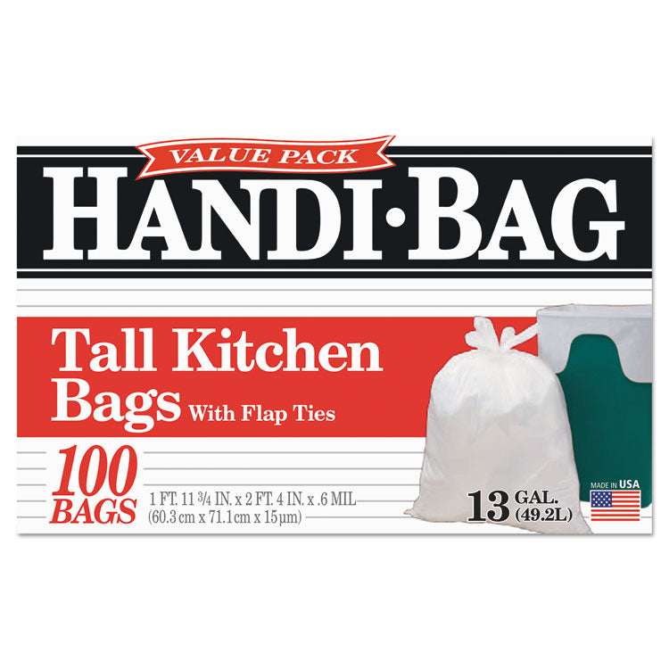 Super Value Pack Can Liners, 13 gal, 0.6 mil, 23.75  x 28 , White, 100/Box