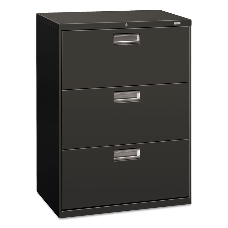 Brigade 600 Series Lateral File, 3 Legal/Letter-Size File Drawers, Charcoal, 30" x 18" x 39.13"