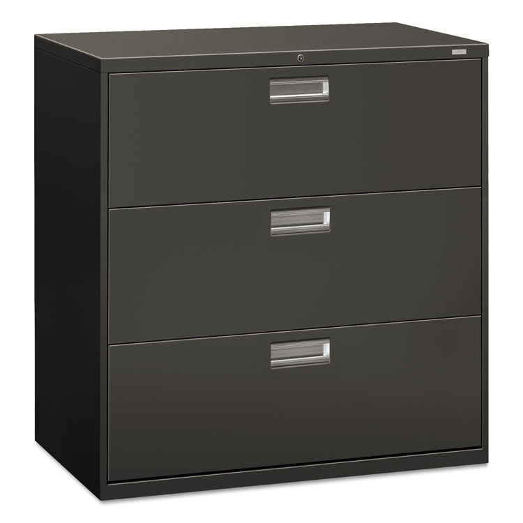 Brigade 600 Series Lateral File, 3 Legal/Letter-Size File Drawers, Charcoal, 42" x 18" x 39.13"