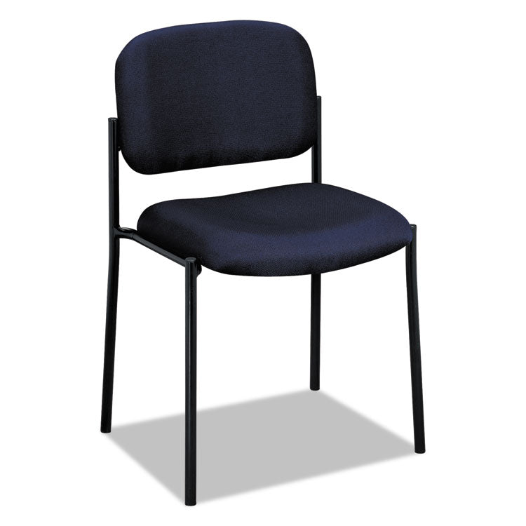 VL606 Stacking Guest Chair without Arms, Fabric Upholstery, 21.25" x 21" x 32.75", Navy Seat, Navy Back, Black Base