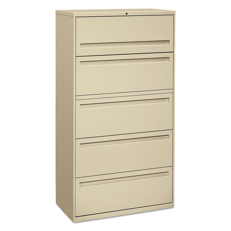 Brigade 700 Series Lateral File, 4 Legal/Letter-Size File Drawers, 1 File Shelf, 1 Post Shelf, Putty, 36" x 18" x 64.25"