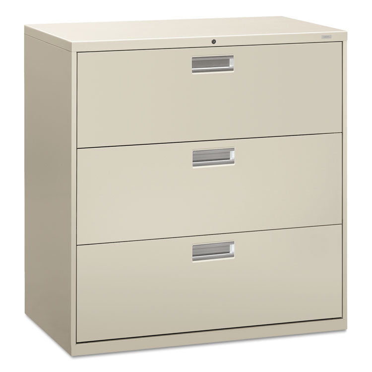 Brigade 600 Series Lateral File, 3 Legal/Letter-Size File Drawers, Light Gray, 42" x 18" x 39.13"