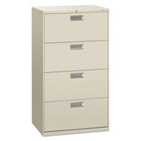 Brigade 600 Series Lateral File, 4 Legal/Letter-Size File Drawers, Light Gray, 30" x 18" x 52.5"