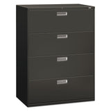 Brigade 600 Series Lateral File, 4 Legal/Letter-Size File Drawers, Charcoal, 42" x 18" x 52.5"