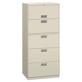 Brigade 600 Series Lateral File, 4 Legal/Letter-Size File Drawers, 1 File Shelf, 1 Post Shelf, Light Gray, 30" x 18" x 64.25"