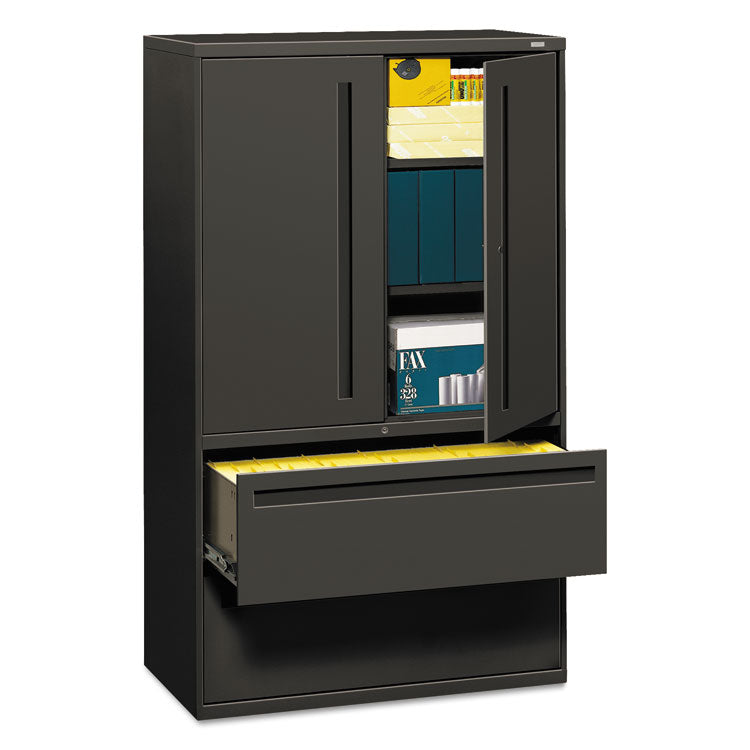 Brigade 700 Series Lateral File, Three-Shelf Enclosed Storage, 2 Legal/Letter-Size File Drawers, Charcoal, 42" x 18" x 64.25"