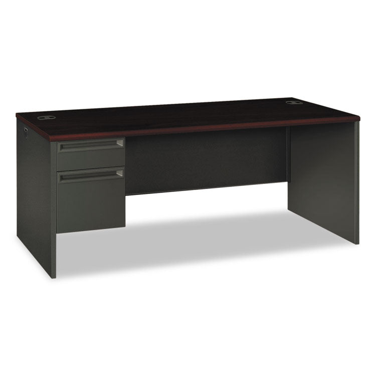 38000 Series Left Pedestal Desk, 72" x 36" x 29.5", Mahogany/Charcoal