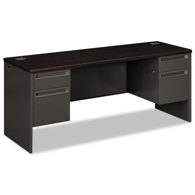 38000 Series Kneespace Credenza, 72w x 24d x 29.5h, Mahogany/Charcoal