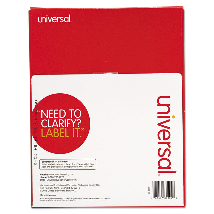 White Labels, Inkjet/Laser Printers, 1 x 2.63, White, 30/Sheet, 100 Sheets/Box