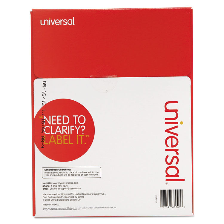 White Labels, Inkjet/Laser Printers, 0.5 x 1.75, White, 80/Sheet, 100 Sheets/Box