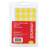 Self-Adhesive Removable Color-Coding Labels, 0.75" dia, Yellow, 28/Sheet, 36 Sheets/Pack