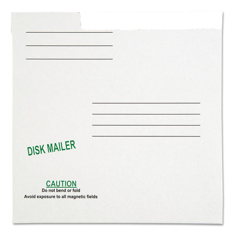 Redi-File Disk Pocket/Mailer for CDs/DVDs, Square Flap, Tuck-Tab Closure, 6 x 5.88, White, 10/Pack