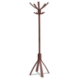 Cafe Wood Coat Stand, Ten Peg/Five Hook, 21.67w x 21.67d x 69.33h, Espresso Brown