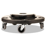 Brute Round Twist On/Off Dolly, 250 lb Capacity, 18" dia x 6.63"h, Fits 20 to 55 Gallon BRUTE Containers, Black