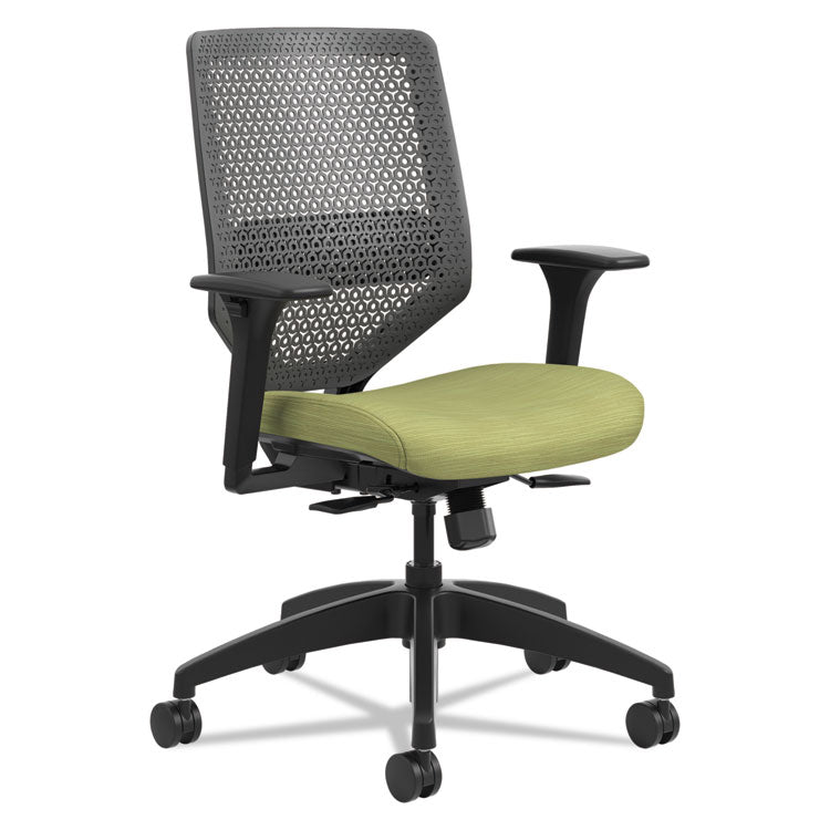 Solve Series ReActiv Back Task Chair, Supports Up to 300 lb, 18  to 23  Seat Height, Meadow Seat, Charcoal Back, Black Base