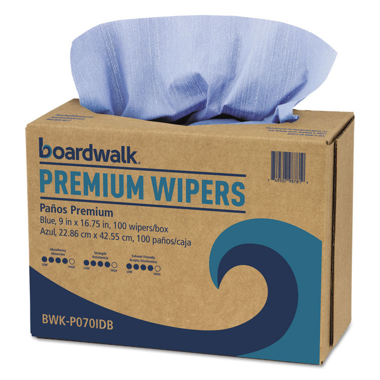 Hydrospun Wipers, 9 x 16.75, Blue, 100 Wipes/Box, 10 Boxes/Carton