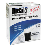 Drawstring Trash Bags, 13 gal, 0.8 mil, 24" x 28", White, 80 Bags/Box, 6 Boxes/Carton