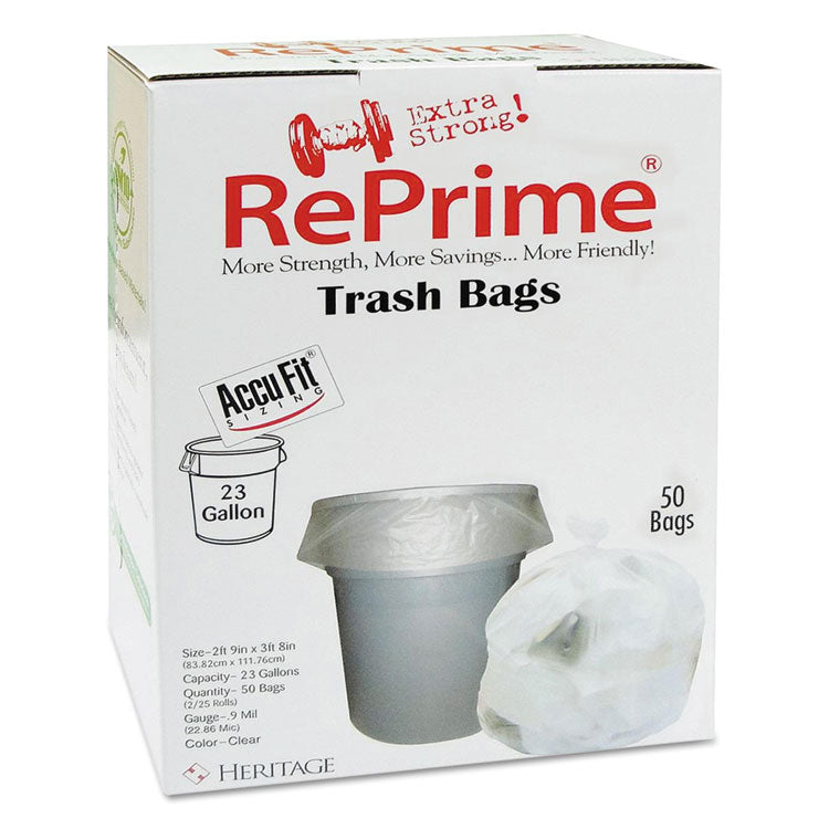 Linear Low Density Can Liners with AccuFit Sizing, 23 gal, 0.9 mil, 28  x 45 , Clear, 50 Bags/Box, 6 Boxes/Carton