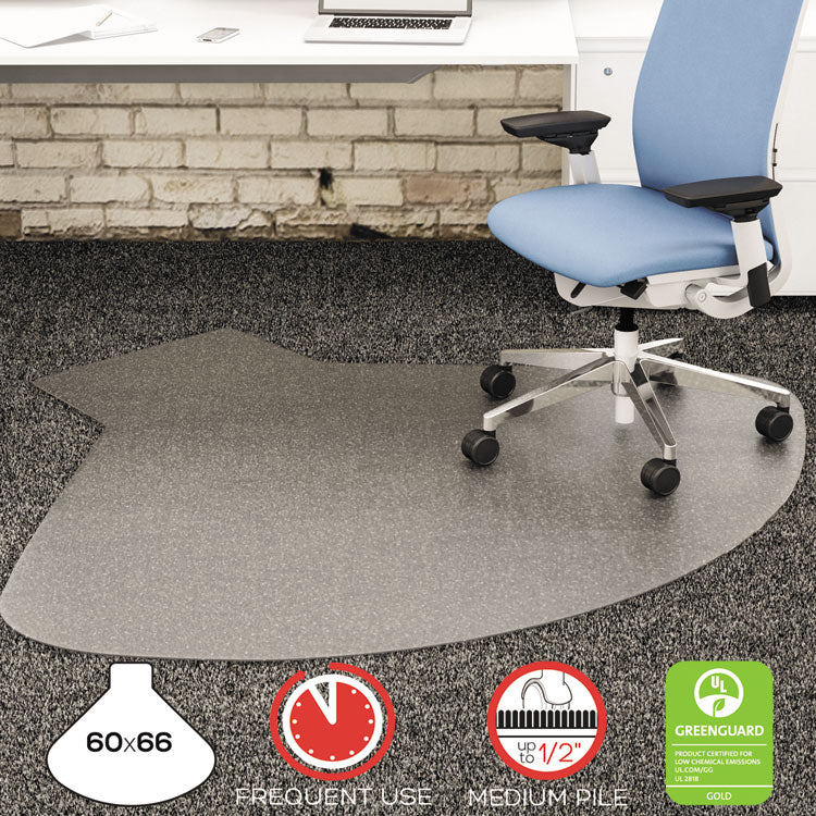 SuperMat Frequent Use Chair Mat, Medium Pile Carpet, 60 x 66, Workstation, Clear