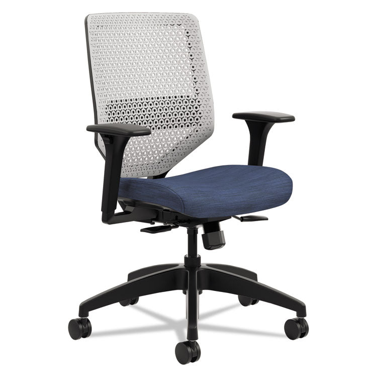 Solve Series ReActiv Back Task Chair, Supports Up to 300 lb, 18" to 23" Seat Height, Midnight Seat, Titanium Back, Black Base