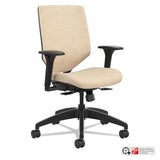 Solve Series Upholstered Back Task Chair, Supports Up to 300 lb, 17  to 22  Seat Height, Putty Seat/Back, Black Base