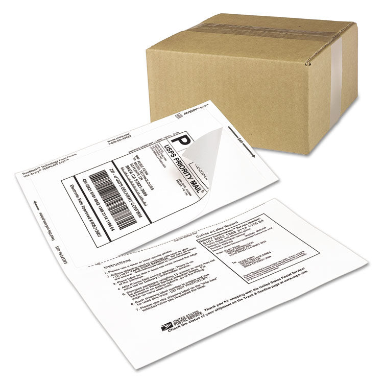 Shipping Labels with Paper Receipt and TrueBlock Technology, Inkjet/Laser Printers, 5.06 x 7.63, White, 50/Pack