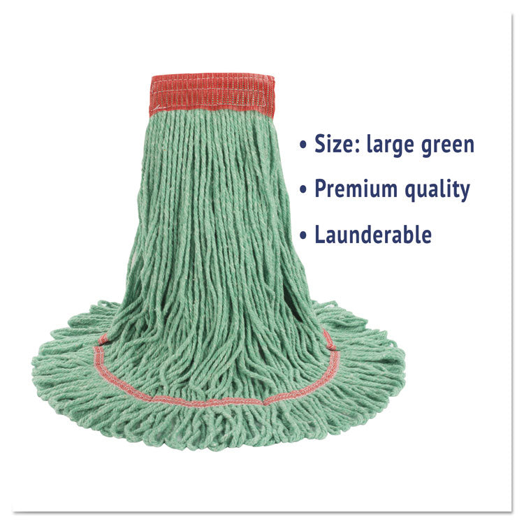 Super Loop Wet Mop Head, Cotton/Synthetic Fiber, 5" Headband, Large Size, Green