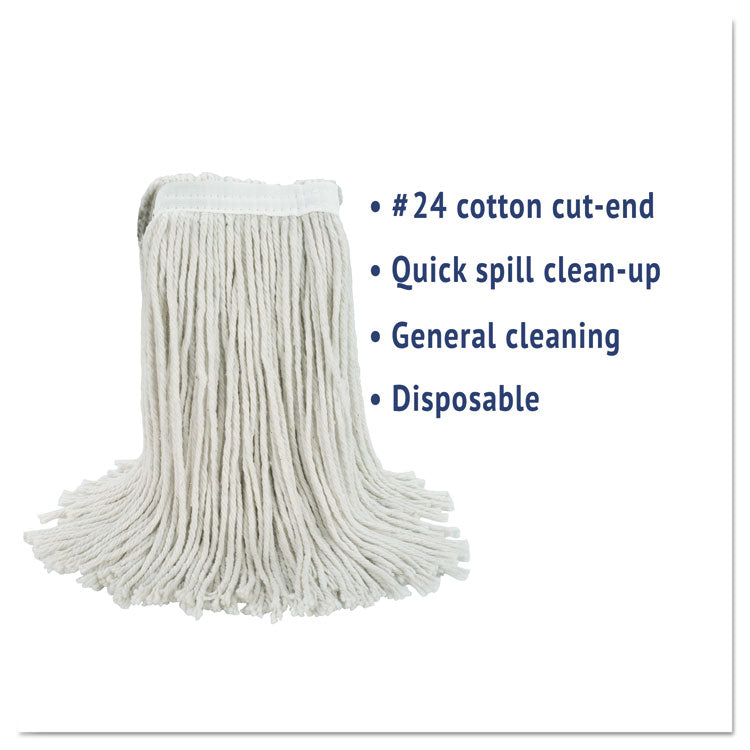 Cut-End Wet Mop Head, Cotton, No. 24, White