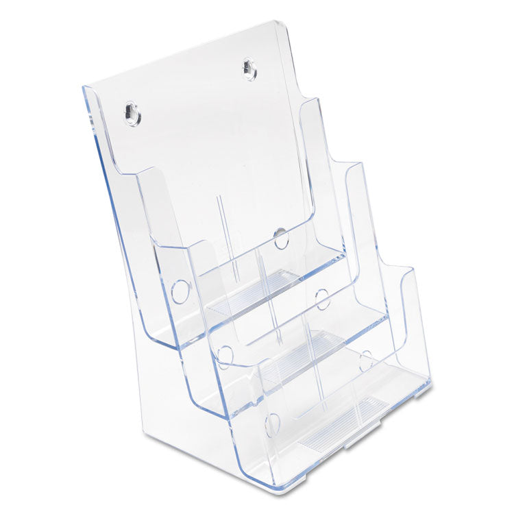 3-Compartment DocuHolder, Magazine Size, 9.5w x 6.25d x 12.63, Clear