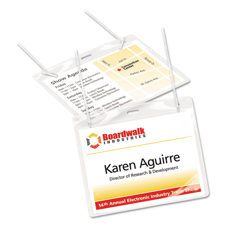 Necklace-Style Badge Holder w/Laser/Inkjet Insert, Top Load, 4 x 3, WE, 50/Box