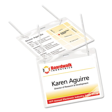 Necklace-Style Badge Holder w/Laser/Inkjet Insert, Top Load, 4 x 3, WE, 50/Box