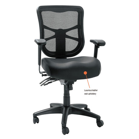 Alera Elusion Series Mesh Mid-Back Multifunction Chair, Supports Up to 275 lb, 17.7" to 21.4" Seat Height, Black